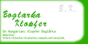 boglarka klopfer business card