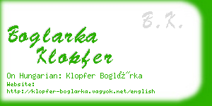 boglarka klopfer business card